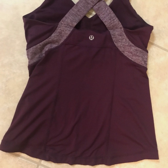 Lululemon Tank Top Burgundy Support Cross Back Thick Straps Sz 4 no pads - Picture 5 of 6